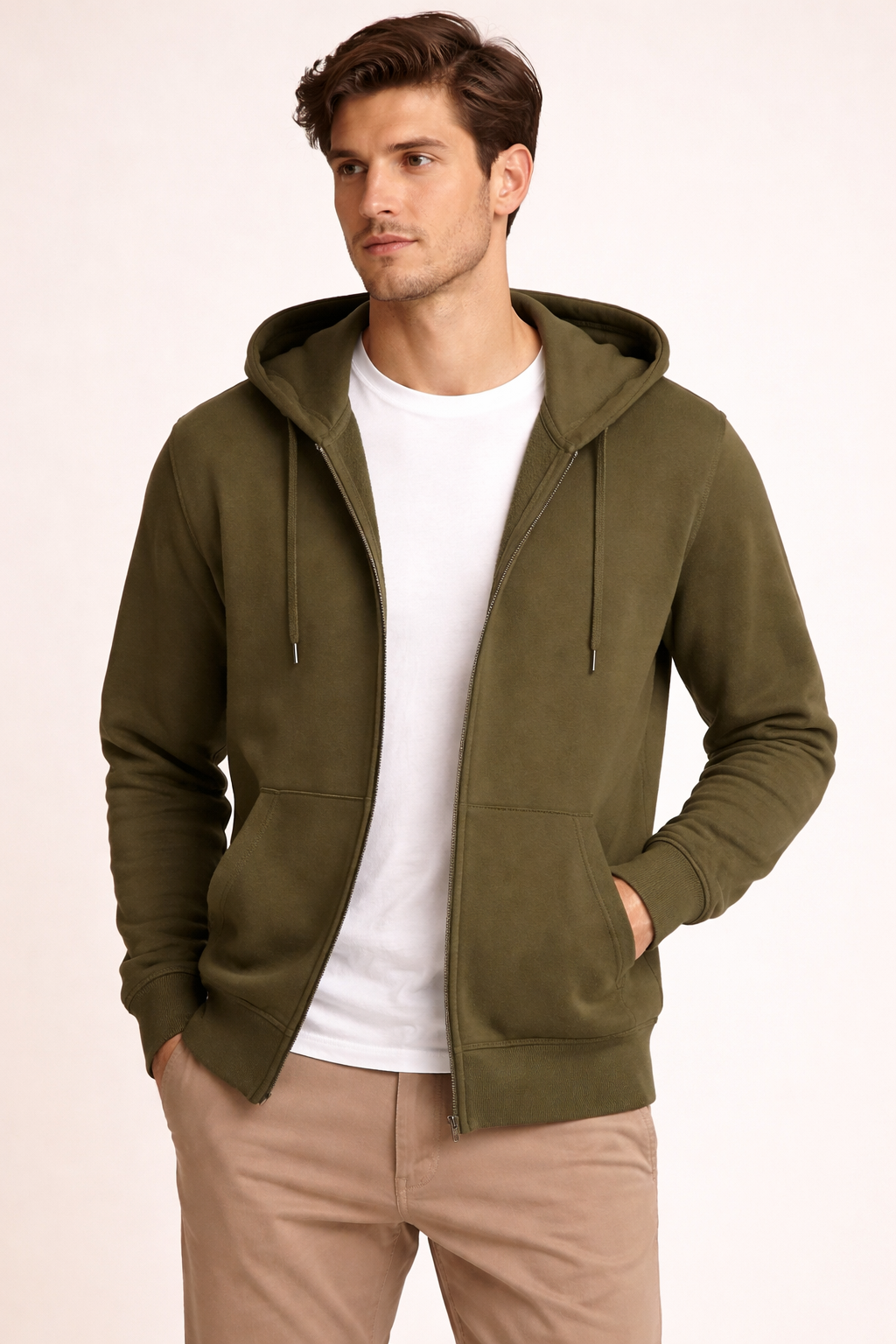 Olive zipperhoodie